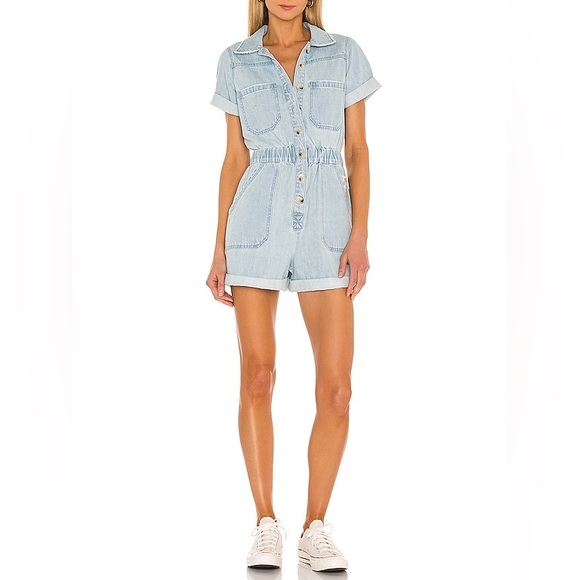 Show Me Your MuMu Pants - Revolve - Cannon romper in Dockside wash size 0-2